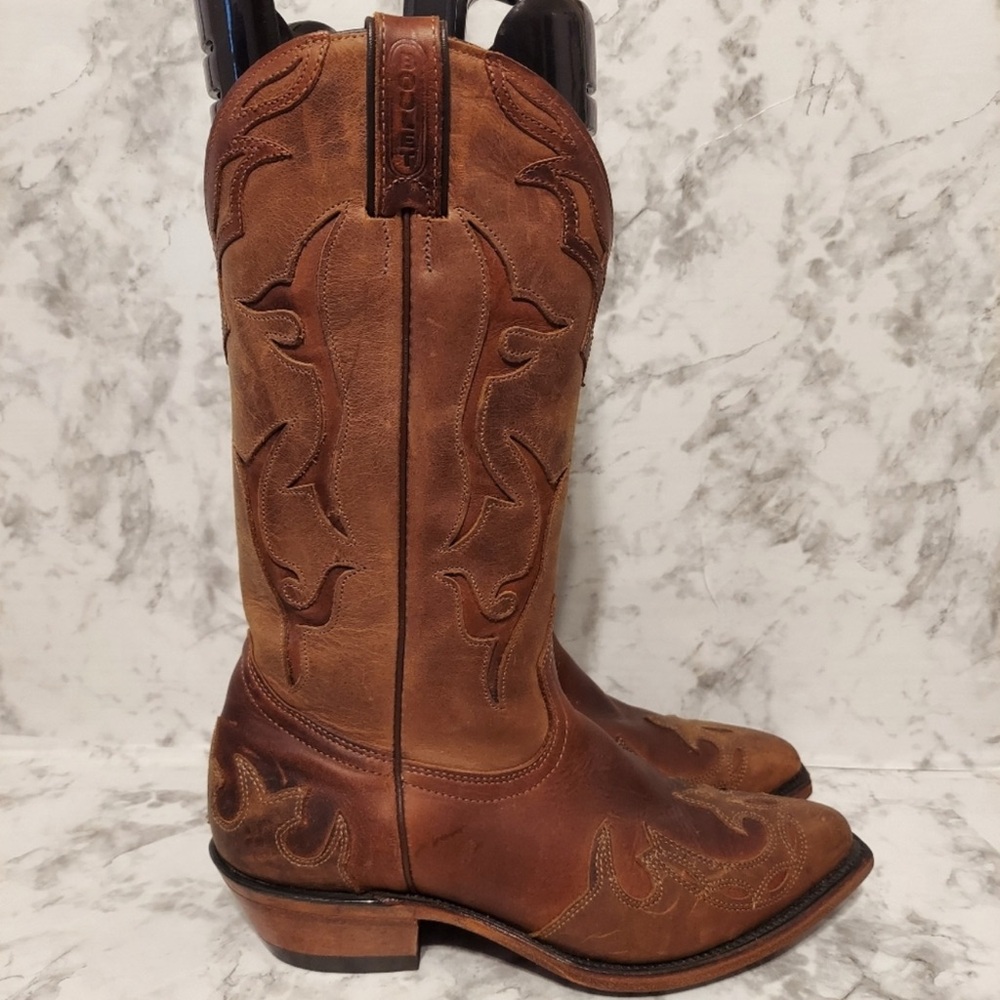 Pre-owned boulet leather cowboy boots W9.5